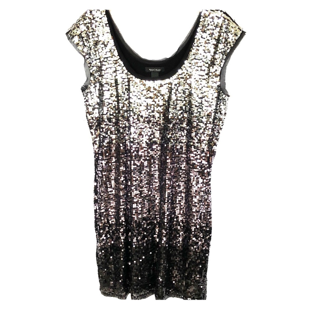 WHBM black and silver sequin shift dress